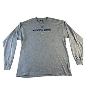 VTG Minnesota Vikings NFL Shirt Reebok Size Large Gray Football Long Sleeve
